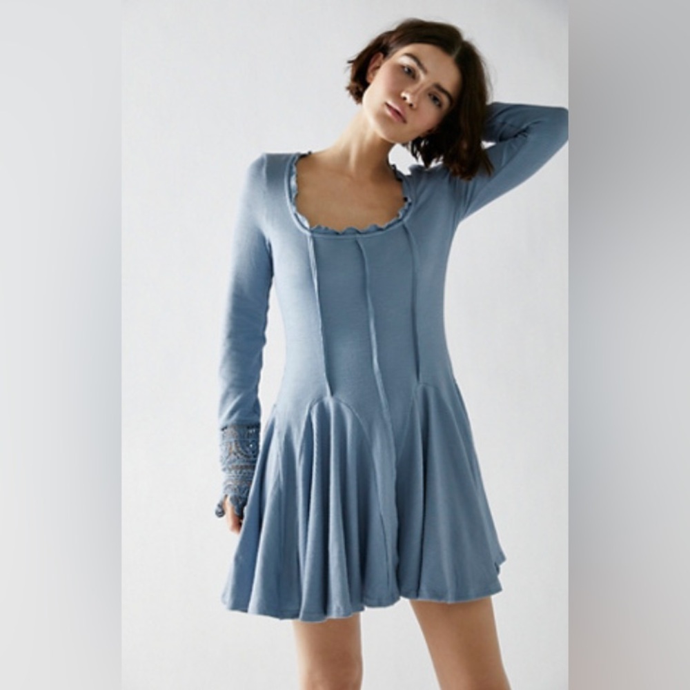 Free People Light Blue Long Sleeve Dress